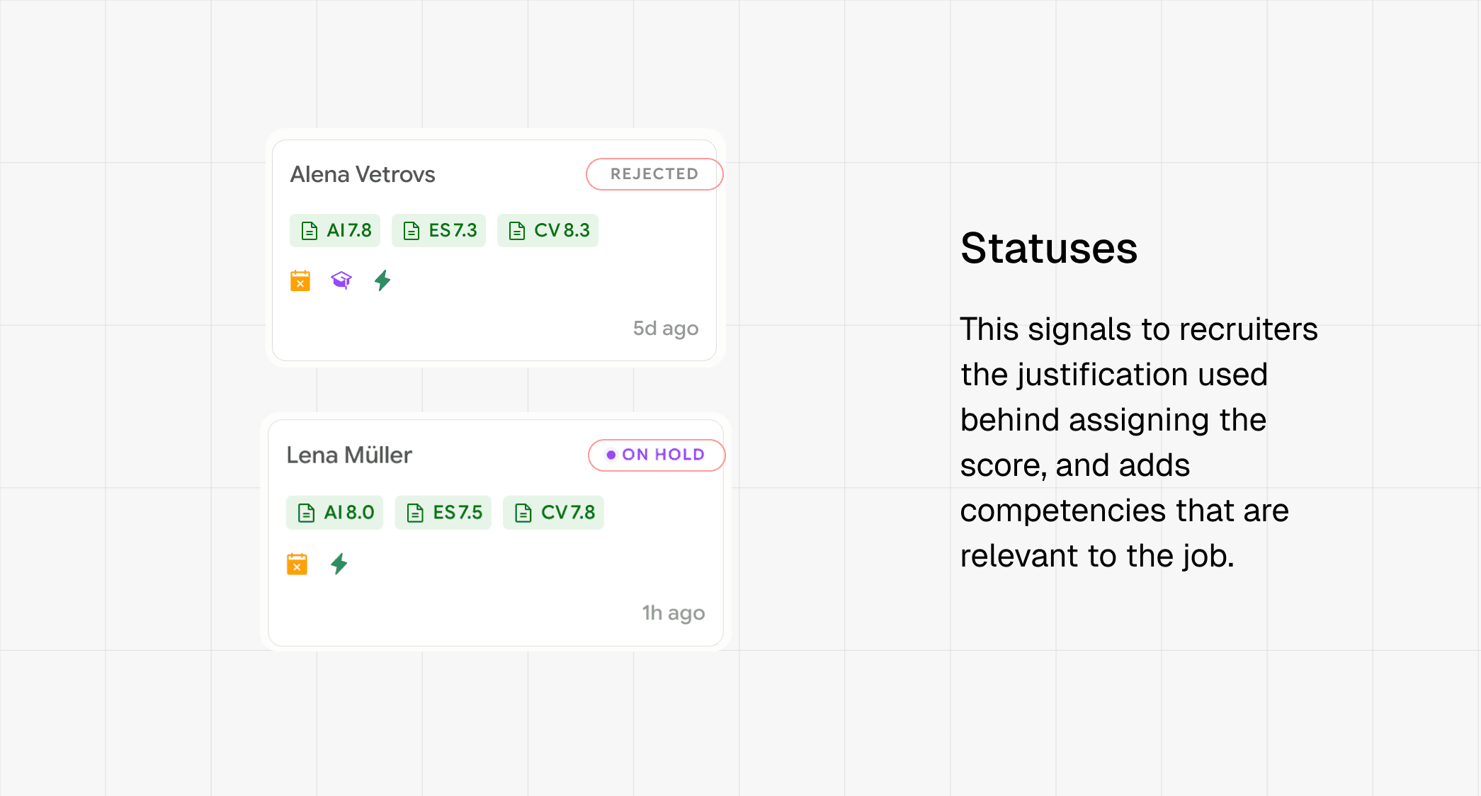 Candidate status explicit on card
