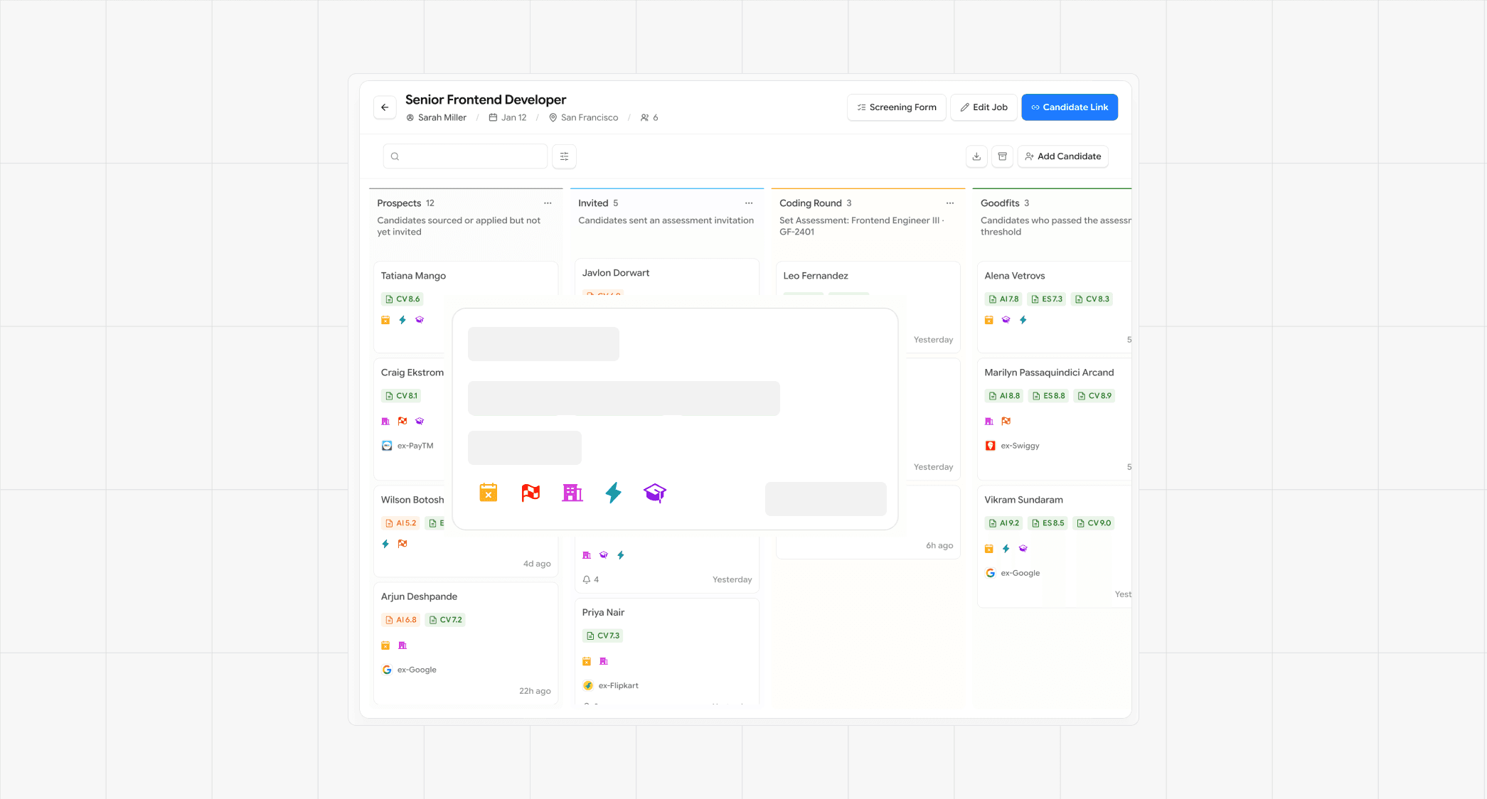 Signal bar on candidate cards