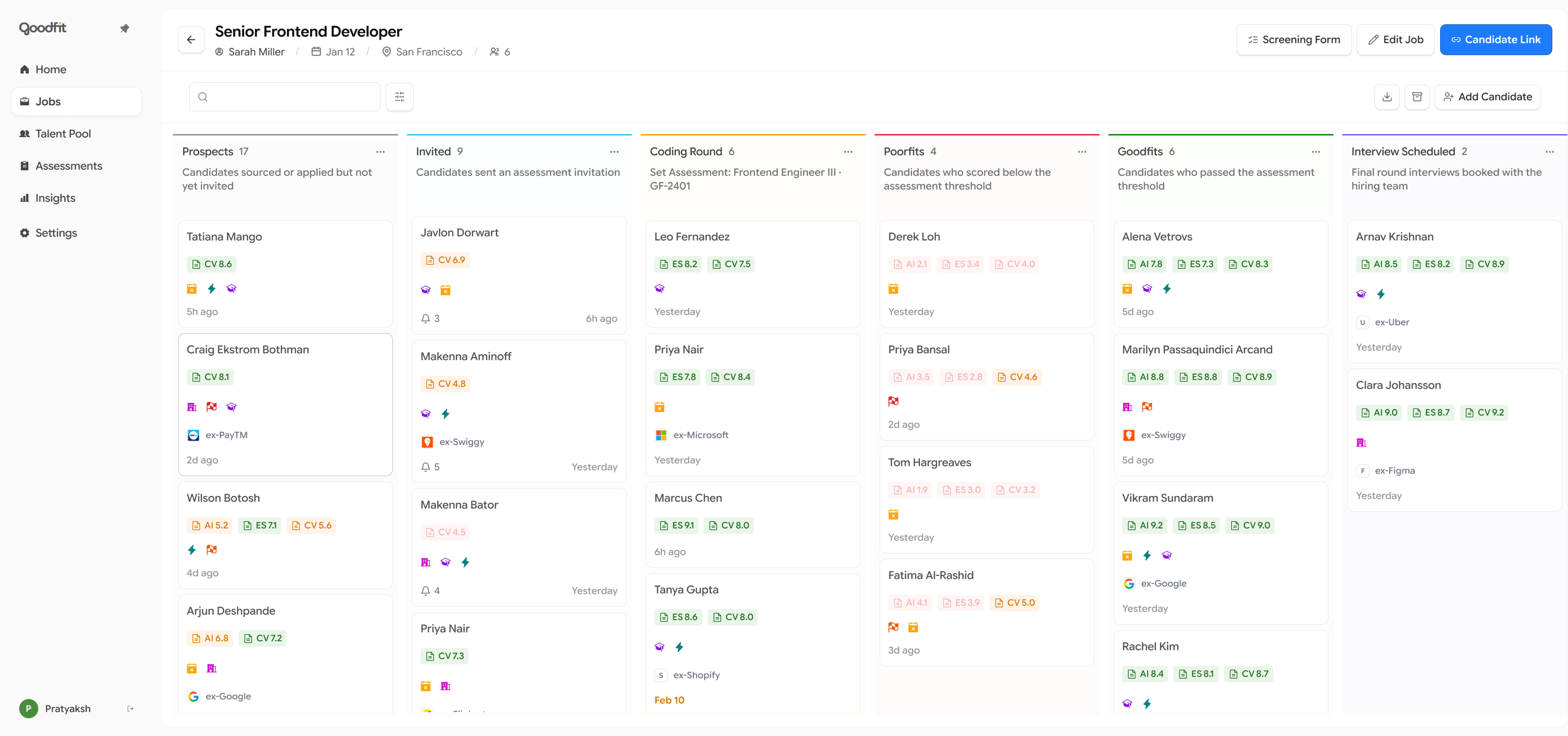 Goodfit ATS dashboard